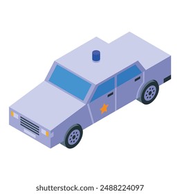 Isometric police car parked, representing law enforcement and security in a modern and minimalist style