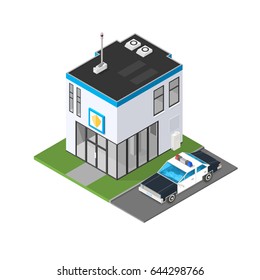 Isometric Police Station Icon.
Vector illustration of a modern Law Enforcement emergency services department.