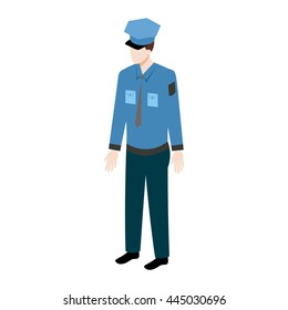 Isometric policeman icon. Police officer vector illustration full view