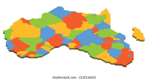 Isometric political map of Africa
