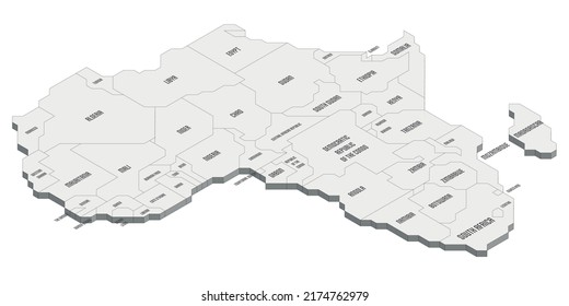 Isometric political map of Africa