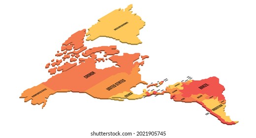 Isometric political map of Americas