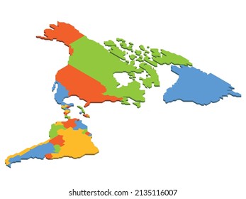 Mapa político isométrico de las Américas