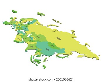 Mapa político isométrico de Eurasia