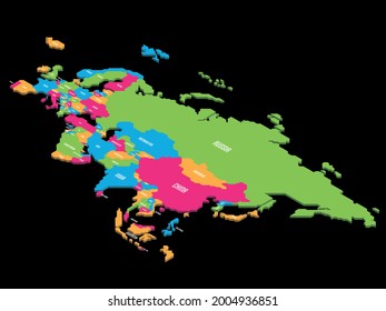 Mapa político isométrico de Eurasia