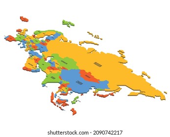 Isometrische politische Karte Eurasiens