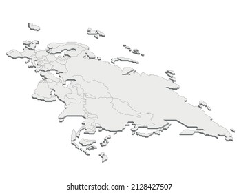 Mapa político isométrico de Eurasia