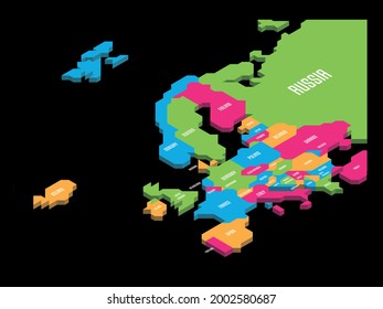 Isometric political map of Europe