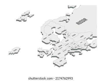 Isometric political map of Europe