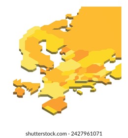 Mapa político isométrico de Europa. Mapa en blanco colorido sobre fondo blanco. Ilustración vectorial 3D