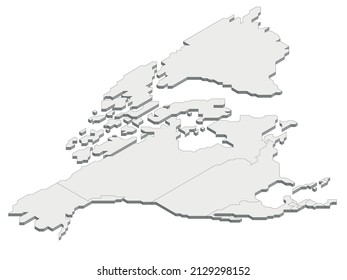 Isometric political map of North America