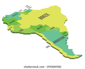 Isometric political map of South America