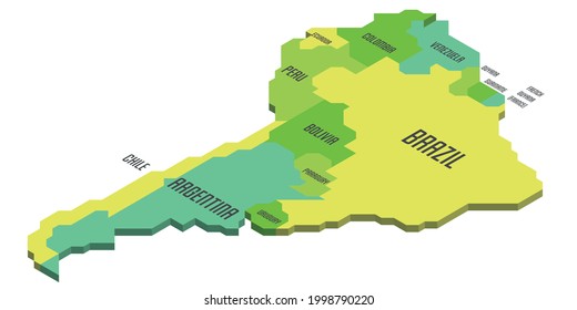 Isometric Political Map Of South America