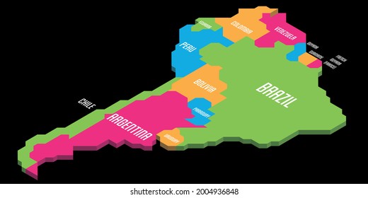 Isometric Political Map Of South America