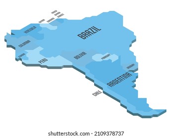 Isometric political map of South America