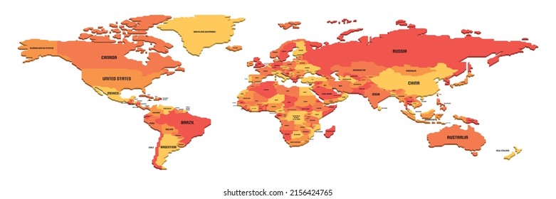 Isometric political map of World