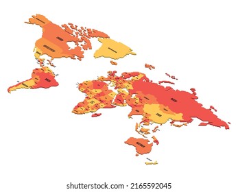 Isometric political map of World