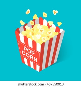 Isometric Popcorn Icon, Vector Illustration.