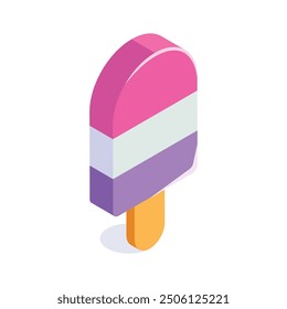 Isometric popsicle icon, a refreshing summer treat, perfect for hot sunny days