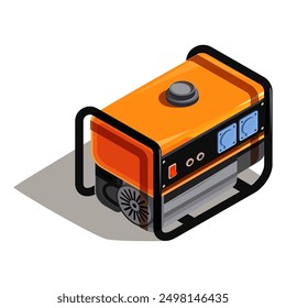 isometric portable electric generator, vector illustration