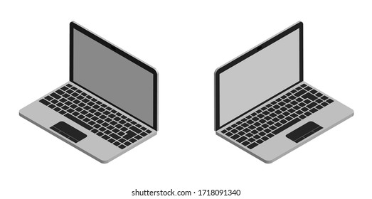 isometric, portable notebook in open form. Modern technology. Isolated vector on white background