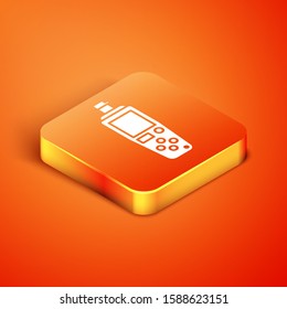 Isometric Portable sensor icon isolated on orange background.  Vector Illustration