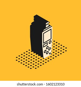Isometric Portable sensor icon isolated on yellow background.  Vector Illustration