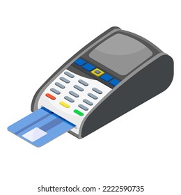 isometric POS Terminal payment machine. vector design of Bank credit card Processing payments device.