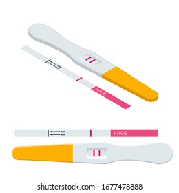 Isometric Positive and Negative Pregnancy Test. Fertility, pregnancy and maternity concept