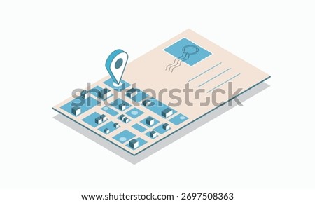 Isometric Postcard Maps in simple graphic