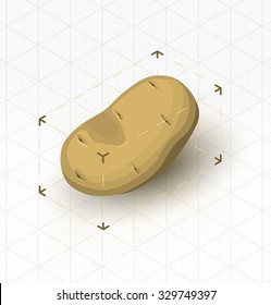 isometric potato in bounding box