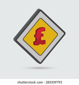 Isometric pound sign on a soft gray background. Pound icon. Vector element of graphic design