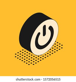 Isometric Power button icon isolated on yellow background. Start sign.  Vector Illustration
