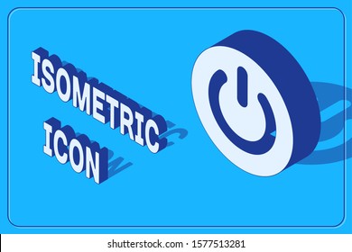 Isometric Power button icon isolated on blue background. Start sign.  Vector Illustration