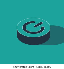 Isometric Power button icon isolated on green background. Start sign.  Vector Illustration