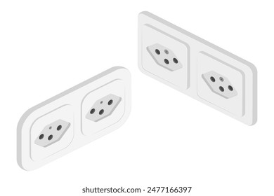 isometric power outlet socket swiss type j vector flat illustration