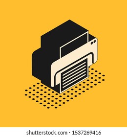 Isometric Printer icon isolated on yellow background.  Vector Illustration