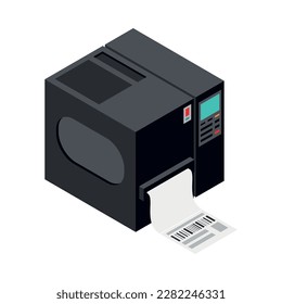 Isometric printing house typography equipment unit 3d icon vector illustration