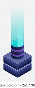 Isometric processor blockchain. Futuristic holographic interface. Futuristic concept. Isometric technology