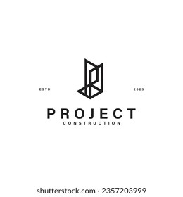 isometric project construction logo design vector illustration with geometric, modern and elegant styles isolated on white 