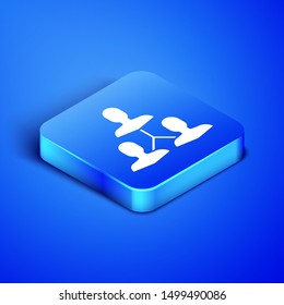 Isometric Project team base icon isolated on blue background. Business analysis and planning, consulting, team work, project management. Blue square button. Vector Illustration