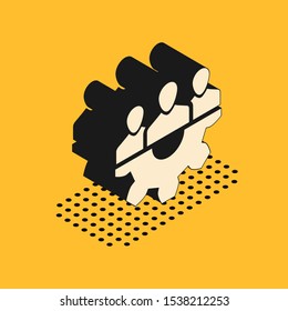 Isometric Project team base icon isolated on yellow background.  Vector Illustration