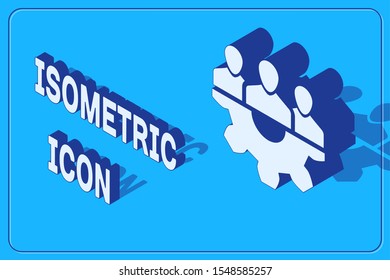 Isometric Project team base icon isolated on blue background. Business analysis and planning, consulting, team work, project management. Developers.  Vector Illustration