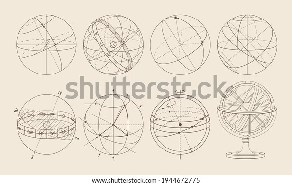 Isometric projection. The celestial sphere.\
Armillary sphere.\
Options.