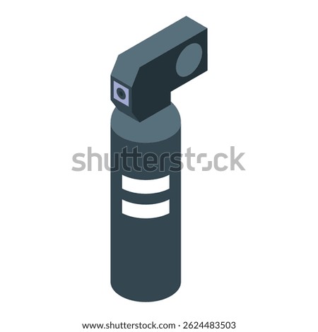 Isometric projection of a pepper spray, a tool for self defense, ensuring personal safety in threatening situations