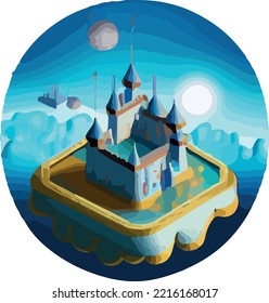 Isometric projection of the vector of a castle 