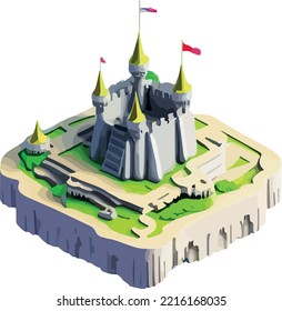 Isometric projection of the vector of a castle 