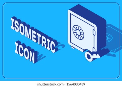 Isometric Proof of stake icon isolated on blue background. Cryptocurrency economy and finance collection.  Vector Illustration