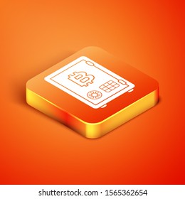 Isometric Proof of stake icon isolated on orange background. Cryptocurrency economy and finance collection.  Vector Illustration