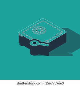 Isometric Proof of stake icon isolated on green background. Cryptocurrency economy and finance collection.  Vector Illustration